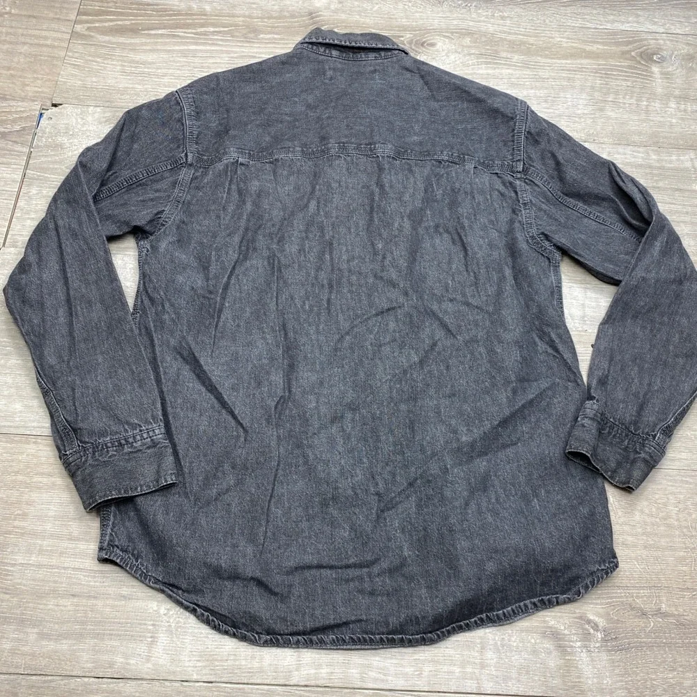 Levi Strauss Denim Shirt Mens M Black Long Sleeve Metal Button Up Workwear